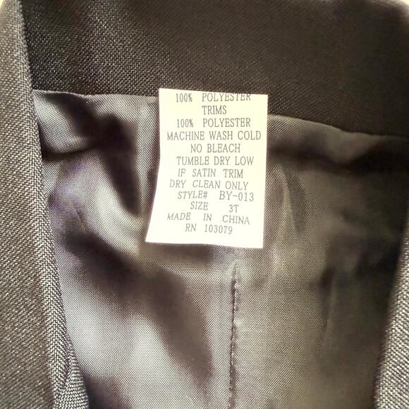 Vintage 90s Suit Set Boys Size 3T Black White Polyester Blend Formal 4-Piece - Picture 5 of 7